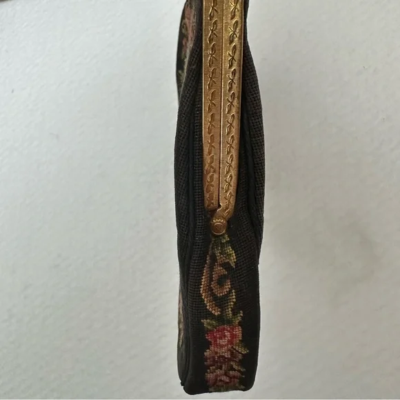 Vintage Micro Petit Point Floral Kiss Lock Hand Bag - Picture 10 of 13